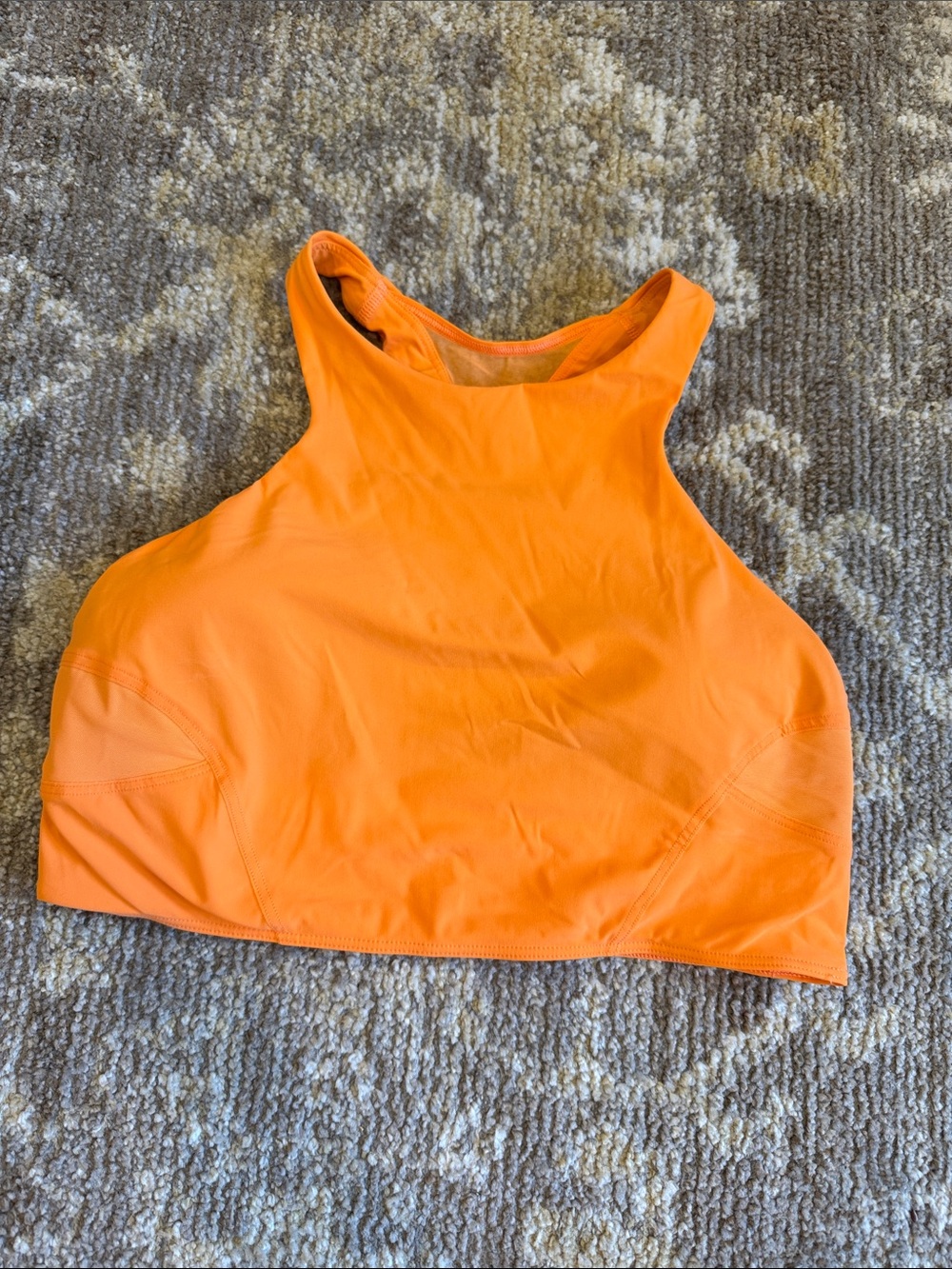 Orange High Neck Cropped sports bra